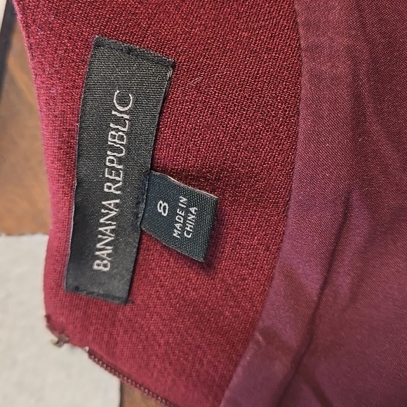 Banana Republic Burgundy And Faux Leather Shift Dress Pockets Womens Size 8 - Picture 9 of 9